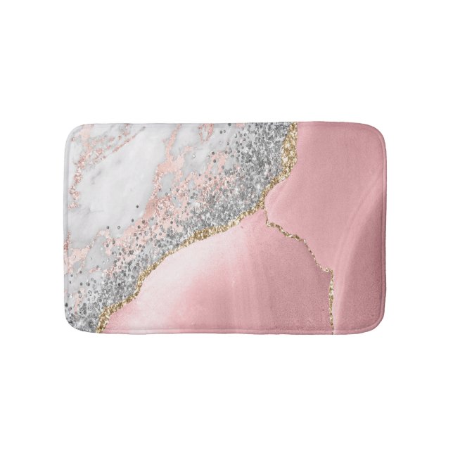 Pink Marble Agate  Bath Mat (Front)