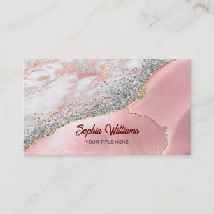 Pink Marble Agate Business Card