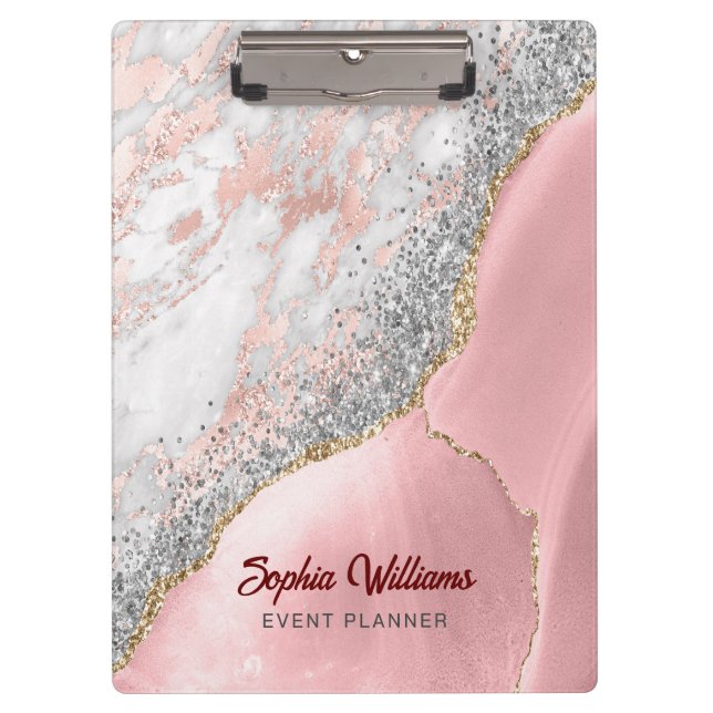 Pink Marble Agate  Clipboard (Front)