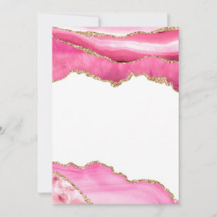 Pink Marble Agate Elegant Gemstone Golden Glitter Invitation