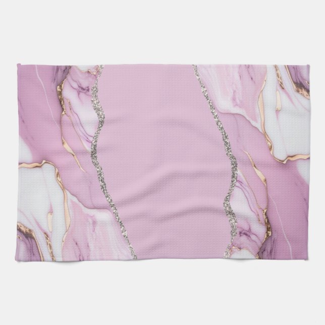 PINK MARBLE AGATE Table Runner Tea Towel (Horizontal)