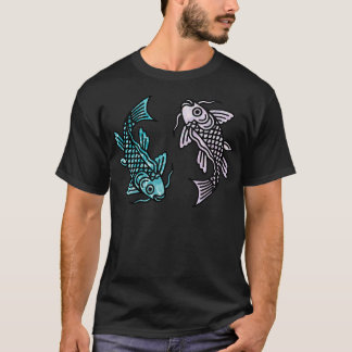 Pink Marble and Blue Water Koi Fish T-Shirt