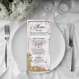 Pink Marble and Gold Pearls Wedding Menu