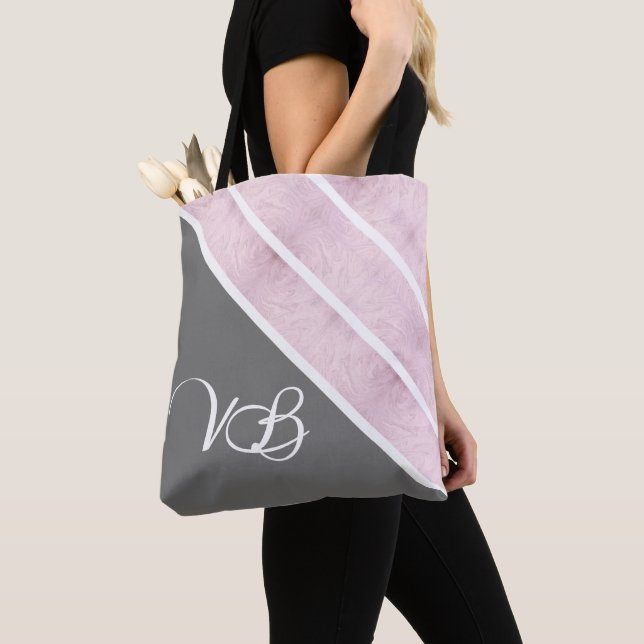 Pink Marble and Grey Tote Bag (Close Up)