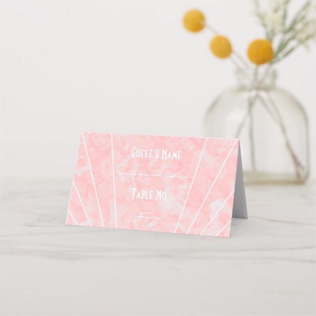 Pink Marble Art Deco Design Wedding Place Card (Front)