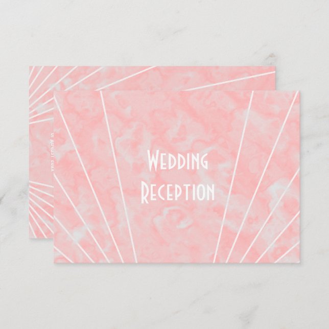 Pink Marble Art Deco Design Wedding Reception Enclosure Card (Front/Back)