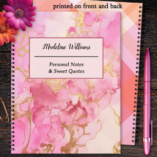 Pink Marble Artistic Quotes Notebook