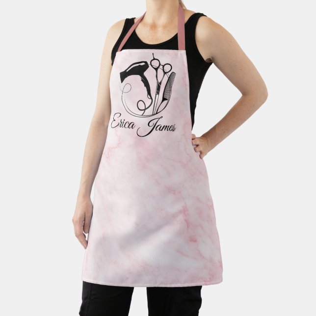 Pink Marble Beauty Salon Apron (Insitu)
