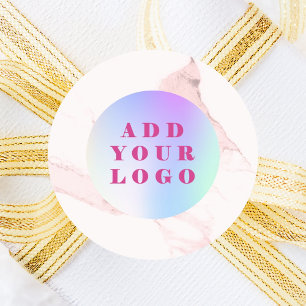 Pink marble business logo classic round sticker