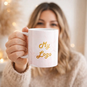 Pink marble business logo coffee mug