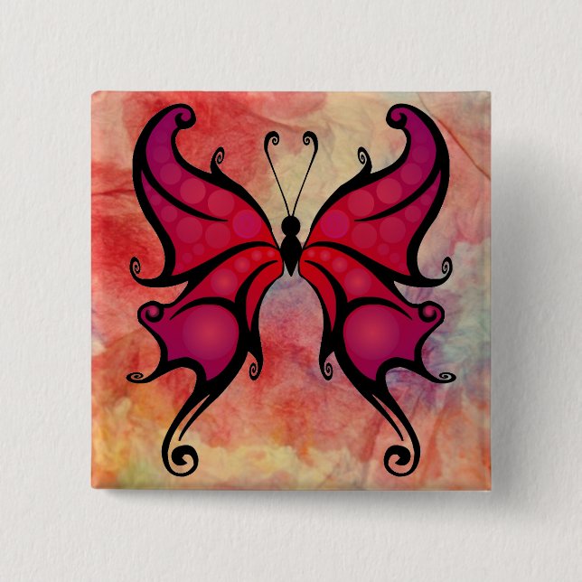 Pink Marble Butterfly Button (Front)
