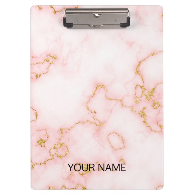 Pink Marble Customise  Clipboard (Front)