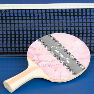 Pink Marble Diamond Bling  Ping Pong Paddle