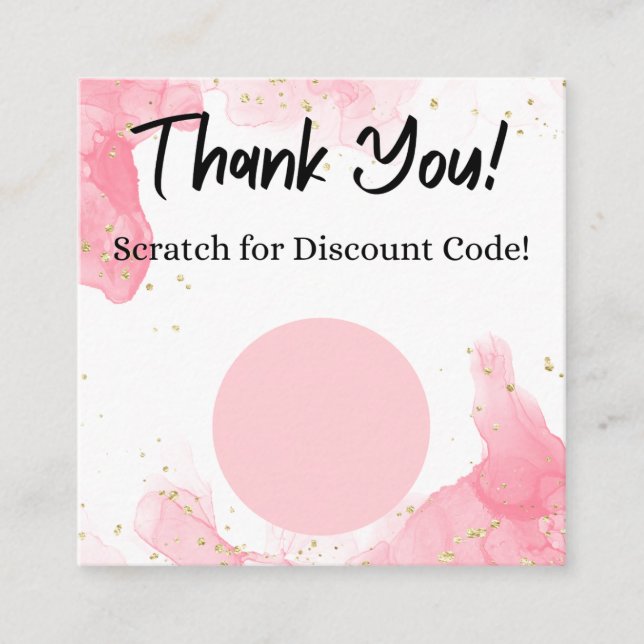Pink Marble Discount Scratch Off Thank You Card (Front)