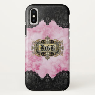 Pink Marble Elegant Romantic Monogram Case-Mate iPhone Case