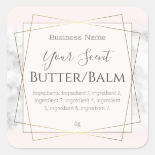 Pink Marble Face Cream Body Butter Lip Balm Label