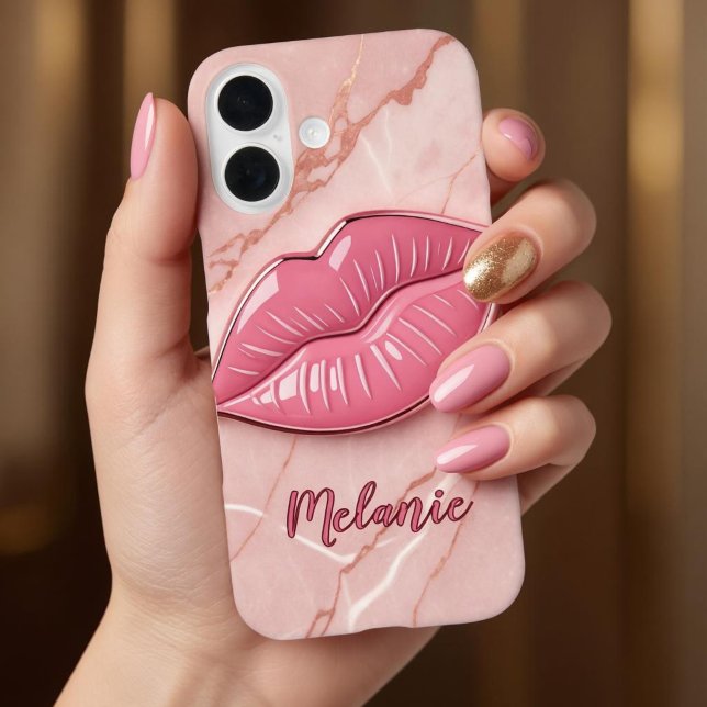 Pink marble glossy lips shaped  Case-Mate iPhone case (Creator Uploaded)