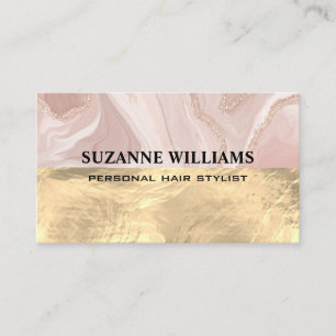 Pink Marble Gold Foil Business Card