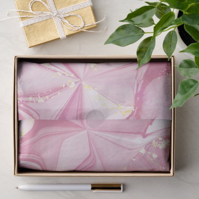Pink Marble Gold Geode Abstract Pattern Tissue Paper (Gift)