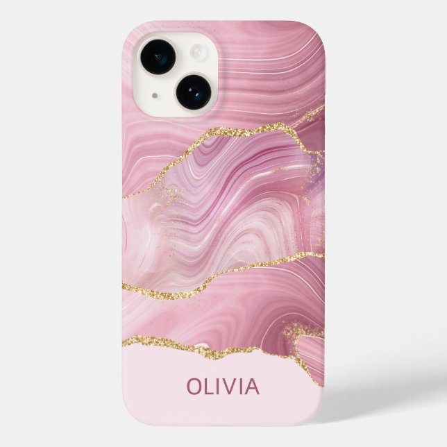 Pink Marble Gold Glitter Case-Mate iPhone Case (Back)