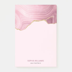 Pink Marble Gold Glitter Post-it Notes