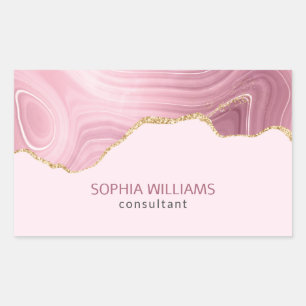 Pink Marble Gold Glitter Rectangular Sticker