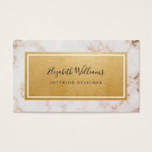 Pink Marble Gold Interior Designer Business Card