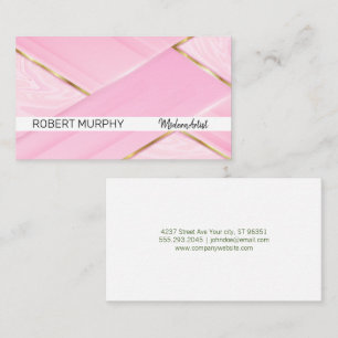 Pink Marble Gold Metallic Business Card