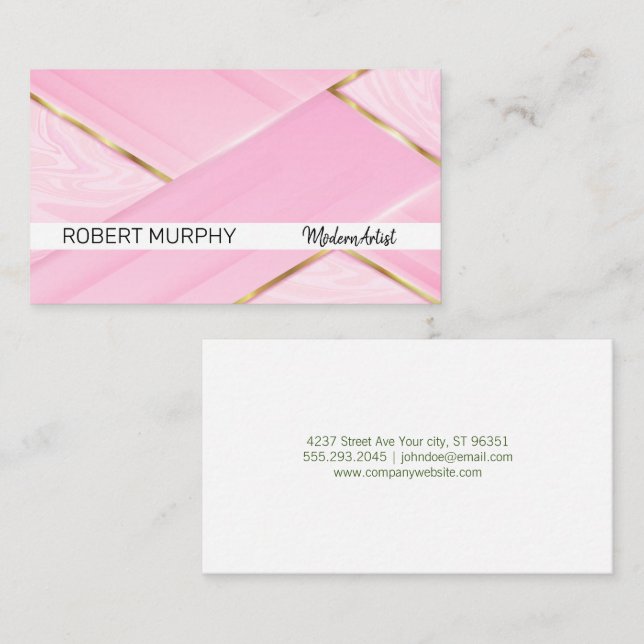 Pink Marble | Gold Metallic Business Card (Front/Back)