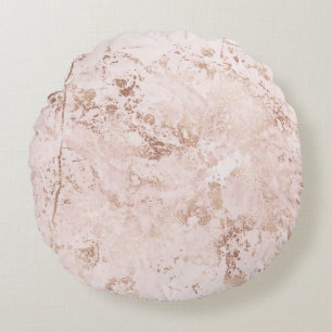 Pink marble: golden texture background. round cushion