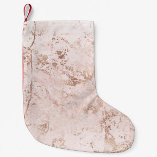 Pink marble: golden texture background. small christmas stocking