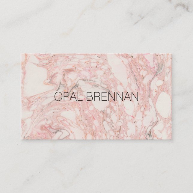 Pink Marble Grey Modern Business Card (Front)