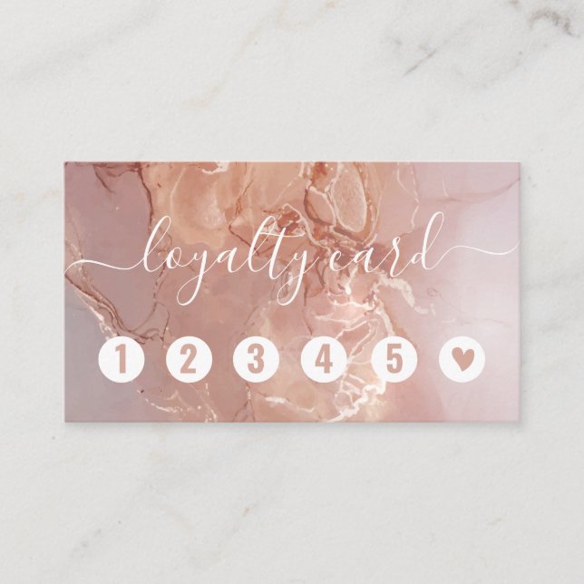 Pink Marble Hair Nails Beauty Salon Loyalty Cards (Front)