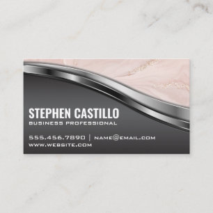 Pink Marble   Metallic Business Card