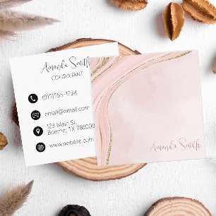 Pink Marble Modern Square Business Card