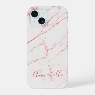 Pink marble Modern Stylish  Monogram  iPhone 15 Case