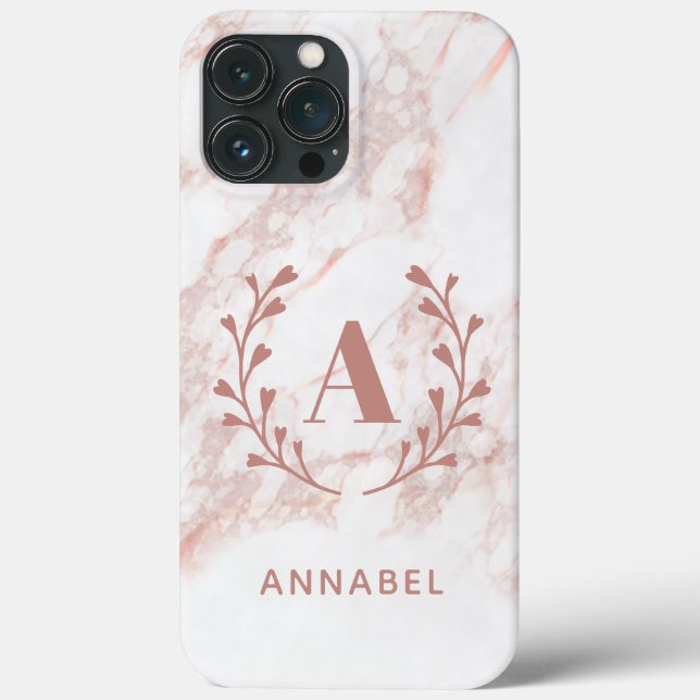 Pink Marble Monogram Any Initial & Name Custom  Case-Mate iPhone Case (Back)