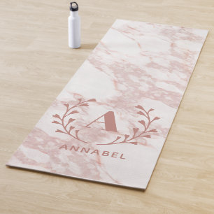 Pink Marble Monogram Any Initial & Name Custom Yoga Mat