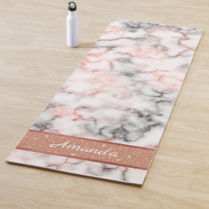 Pink Marble Monogram Yoga Mat