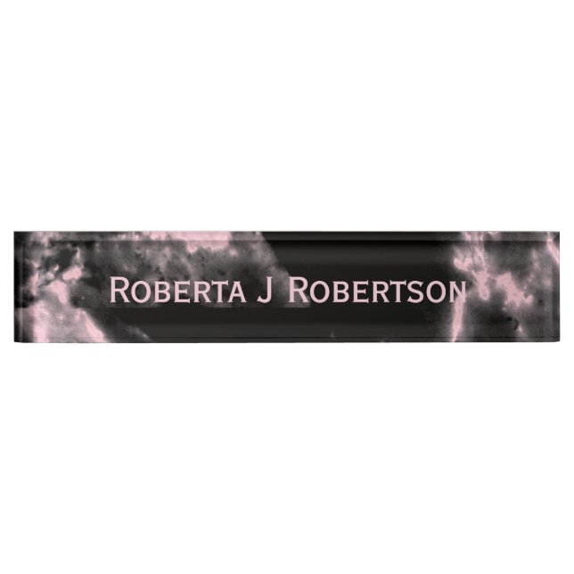 Pink Marble on Black Nameplate (Front)