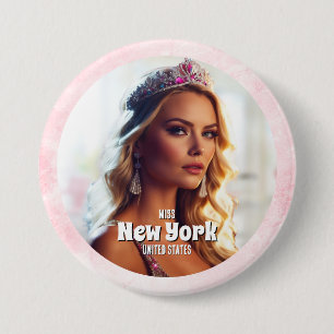 Pink Marble Pageant Photo Button Pin