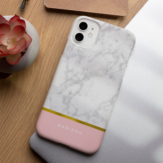 Pink Marble Pattern and Faux Gold Foil Case-Mate iPhone Case (Creator Uploaded)