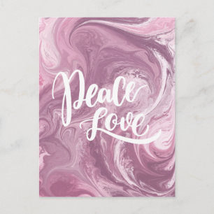 Pink Marble Peace Love Postcard Designer