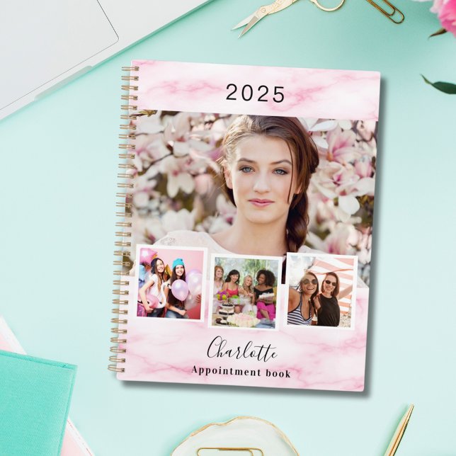 Pink marble photo collage appointments 2026 planner (Creator Uploaded)