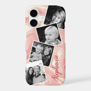 Pink Marble Photo Collage Personalised Name