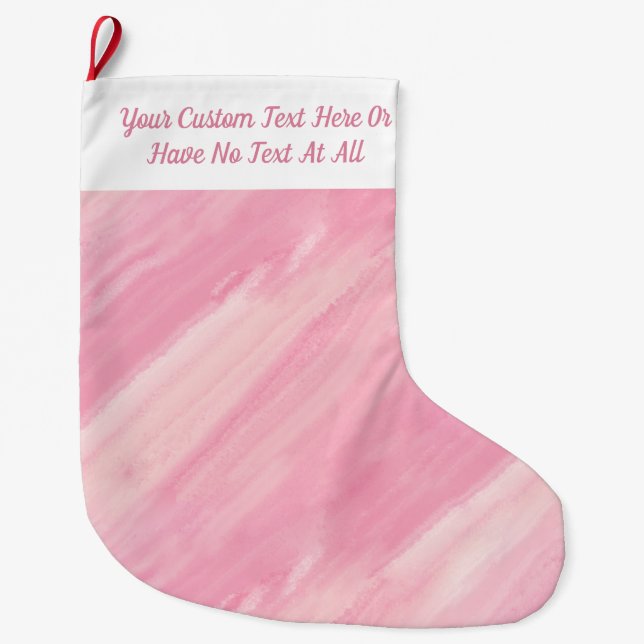 Pink Marble Pouring Ombre Brush Strokes Stripes  Large Christmas Stocking (Front)
