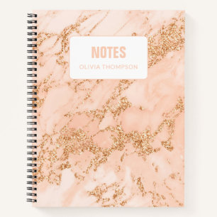 Pink Marble Rose Gold Personalised Composition Notebook