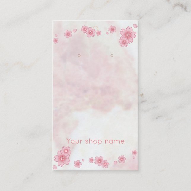 Pink marble Sakura earring cards (Front)