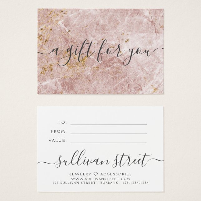 Pink Marble Small Business Gift Certificate (Front & Back)