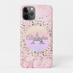 Pink Marble Speckled Monogram Case-Mate iPhone Case